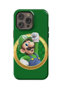 Case para iPhone con Luigi en Fondo Verde