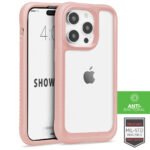 Case para iPhone 14 PRO MAX SHOWCASE ANTIBACTERIAL ROSA/TRANSPARENTE