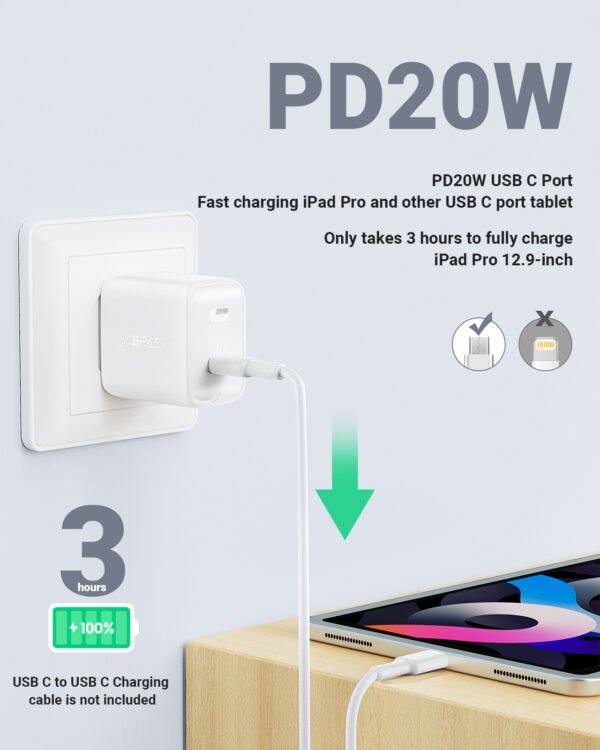 ACEFAST CARGADOR BLANCO USB C 20W - Imagen 3