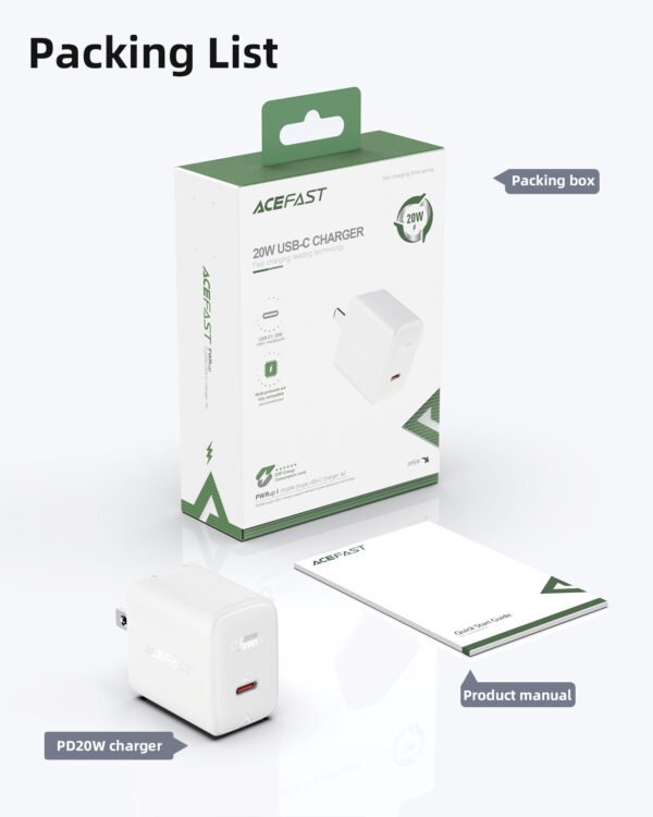 ACEFAST CARGADOR BLANCO USB C 20W - Imagen 5