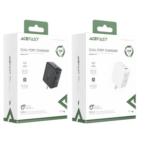 ACEFAST CARGADOR NEGRO ENTRADA USB C + USB A DOBLE PUERTO 32W - Imagen 4