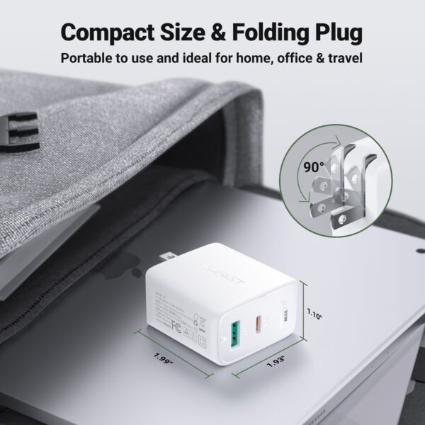 ACEFAST CARGADOR BLANCO ENTRADA USB C + USB A DOBLE PUERTO 32W - Imagen 4