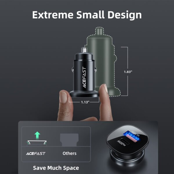 6974316280330_5 ACEFAST CARGADOR MINI PARA CARRO USB C + USB A DOBLE PUERTO 38W - Imagen 5