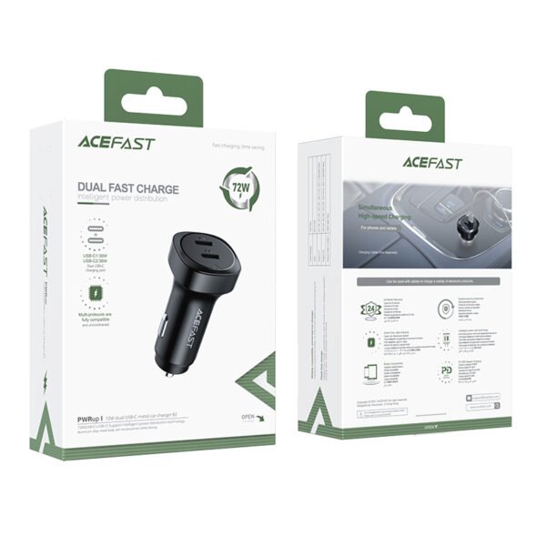 ACEFAST CARGADOR PARA CARRO USB C DOBLE PUERTO 72W - Imagen 3