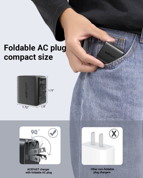 ACEFAST CARGADOR NEGRO USB C 20W - Imagen 5