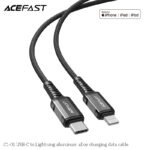 ACEFAST CABLE DE CARGADOR NEGRO PARA IPHONE 30W LIGHTNING