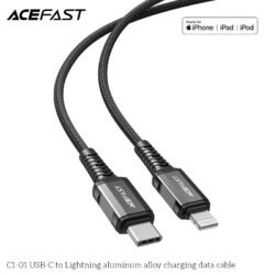 ACEFAST CABLE DE CARGADOR NEGRO PARA IPHONE 30W LIGHTNING