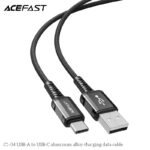 ACEFAST CABLE DE CARGADOR NEGRO REFORZADO ALUMINIO PARA ANDROID - Imagen 2