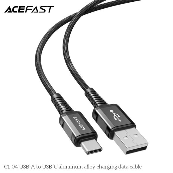ACEFAST CABLE DE CARGADOR NEGRO REFORZADO ALUMINIO PARA ANDROID - Imagen 2