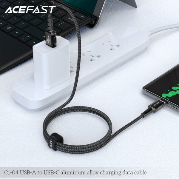 ACEFAST CABLE DE CARGADOR NEGRO REFORZADO ALUMINIO PARA ANDROID - Imagen 4