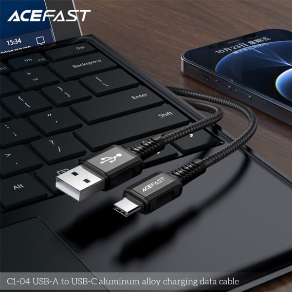 ACEFAST CABLE DE CARGADOR NEGRO REFORZADO ALUMINIO PARA ANDROID - Imagen 5