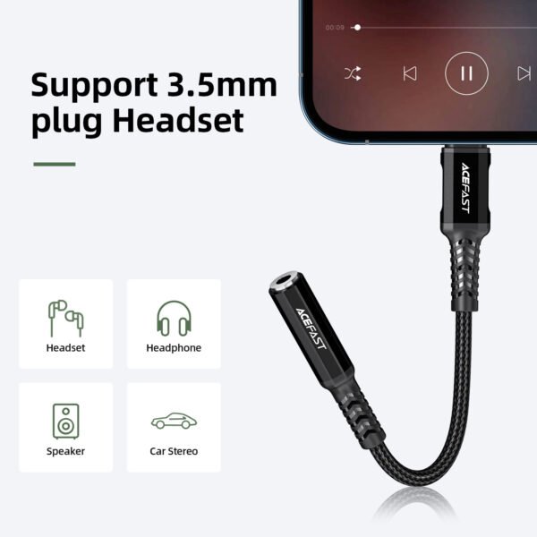 ACEFAST ADAPTADOR DE CABLE LIGHTNING PARA AUDÍFONOS - Imagen 4