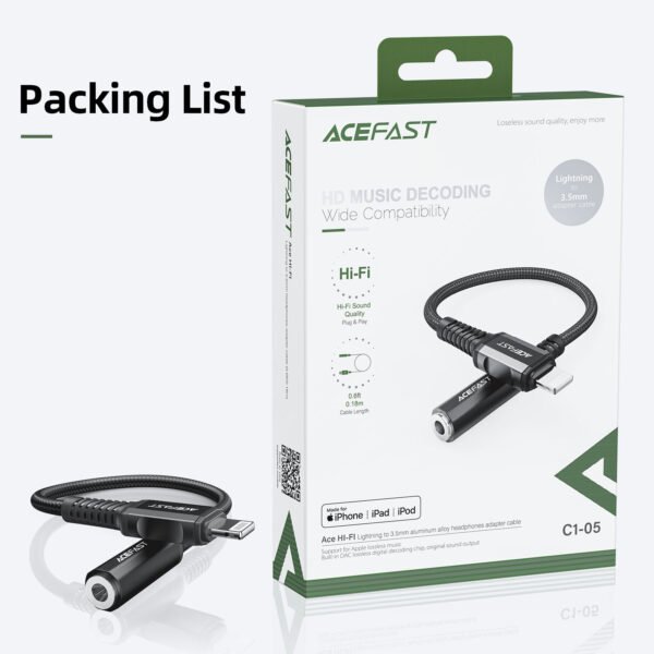 ACEFAST ADAPTADOR DE CABLE LIGHTNING PARA AUDÍFONOS - Imagen 6