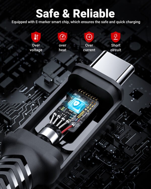 ACEFAST CABLE DE CARGADOR NEGRO PARA ANDROID TIPO C 100W - Imagen 5