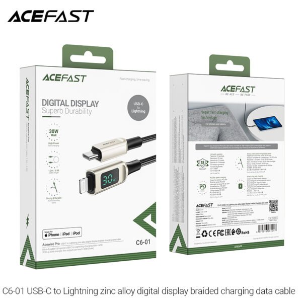 '6974316281047_2 ACEFAST CABLE DE CARGADOR PARA ANDROID TIPO C 30W - Imagen 2