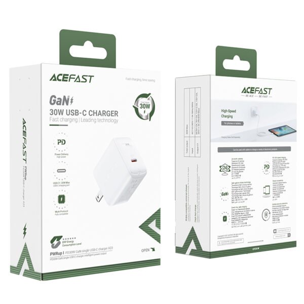 '6974316281153_3 ACEFAST CARGADOR BLANCO ENTRADA USB C 30W - Imagen 3