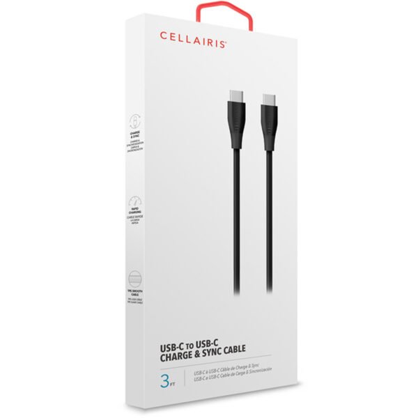 Cable de Cargador 1MT USB-C A USB-C Negro - Imagen 4