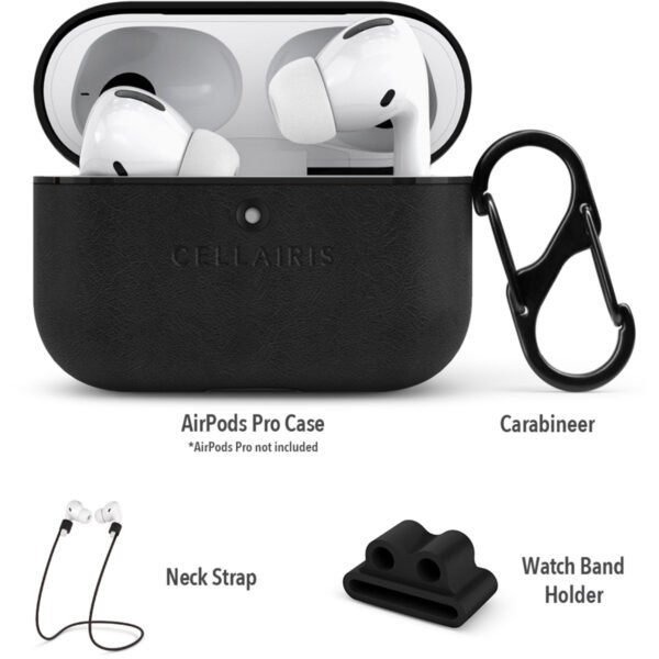 Case para Airpods Pro de Cuero Vegano Tono Negro - Imagen 2