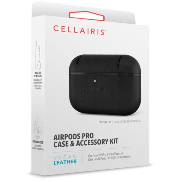 Case para Airpods Pro de Cuero Vegano Tono Negro - Imagen 3