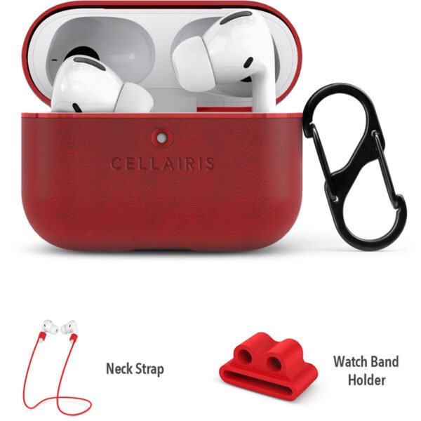 Case para Airpods Pro de Cuero Vegano Tono Rojo Lava - Imagen 2