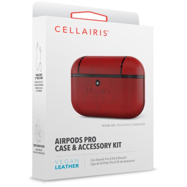 Case para Airpods Pro de Cuero Vegano Tono Rojo Lava - Imagen 3