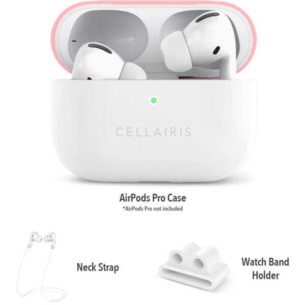 Case para Airpods Pro de Silicone Tono Rosa/Blanco - Imagen 2