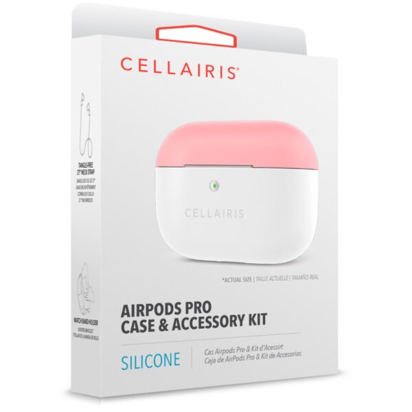 Case para Airpods Pro de Silicone Tono Rosa/Blanco - Imagen 3