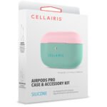 Case para Airpods Pro de Silicone Tono Rosa/Verde - Imagen 3