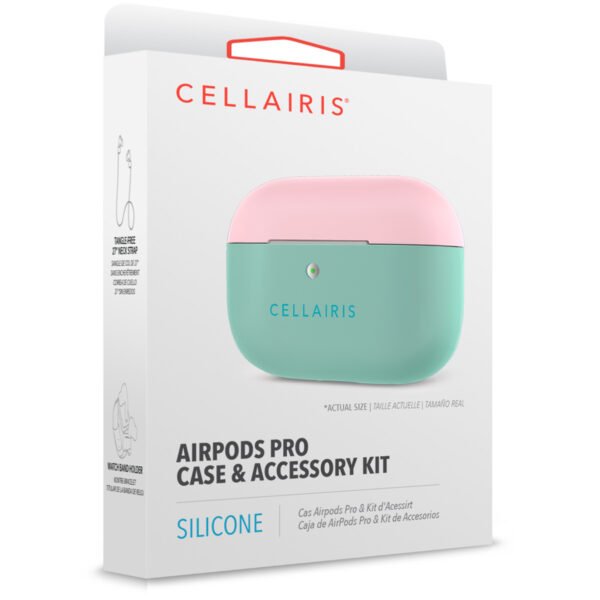 Case para Airpods Pro de Silicone Tono Rosa/Verde - Imagen 3