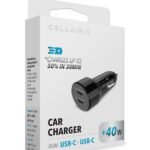 Cargador de Vehículo Cellairis - Doble USB-C + USB-C 40W color Negro