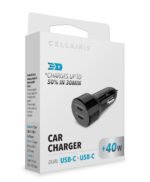Cargador de Vehículo Cellairis - Doble USB-C + USB-C 40W color Negro
