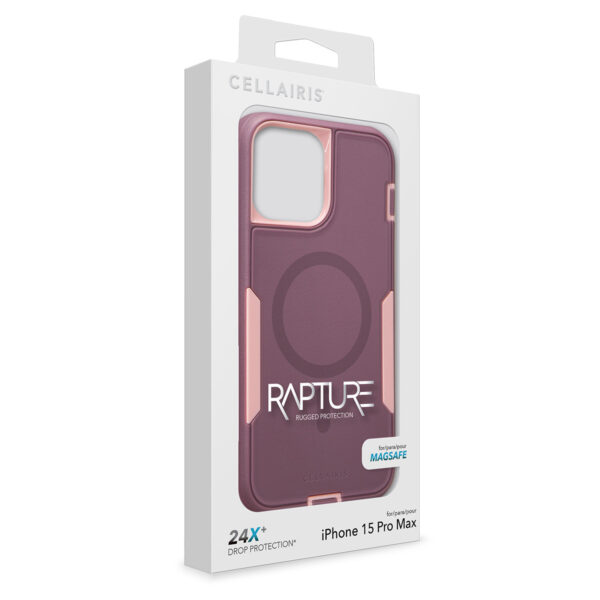Case Cellairis "Rapture Rugged" - para iPhone 15 Pro Max - color "Rose/ Mulberry" con MagSafe - Imagen 6
