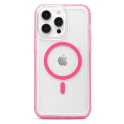 Case "La Hornet Glitter" para IPhone 15 Pro de color "Clear Hot Pink" con MagSafe