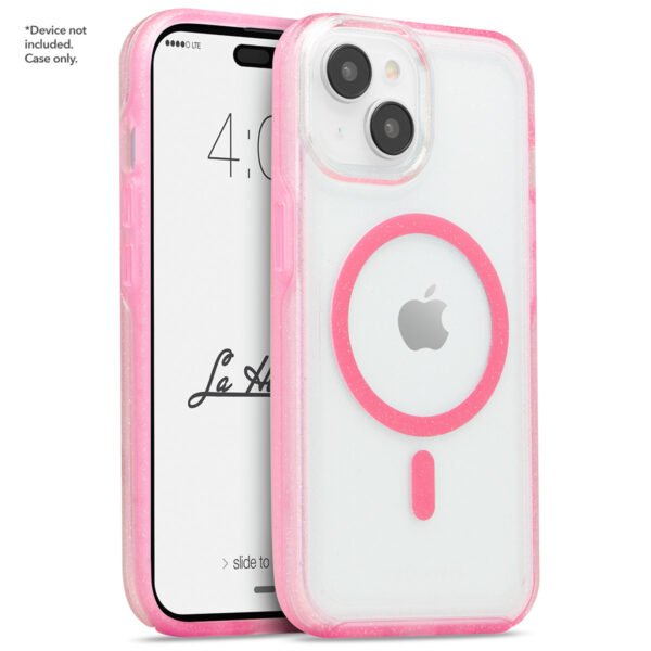 Case "La Hornet Glitter" para IPhone 15/ 14 en color "Clear Hot Pink" con MagSafe - Imagen 3