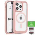 Showcase "Grip" -  para IPhone 14 Pro con Protección Anti-Bacterial en color " Pink/Clear" con MagSafe
