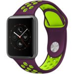 Correa para Apple Watch - Estilo Sport de Silicona en colores  "Purple/Bright Green" para 42/44/45/49mm