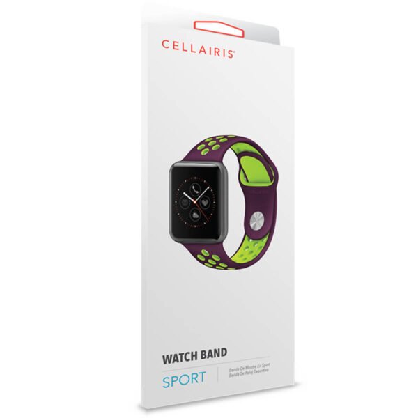 Correa para Apple Watch - Estilo Sport de Silicona en colores  "Purple/Bright Green" para 42/44/45/49mm - Imagen 2
