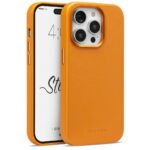 Case "Stitch" - para IPhone 14 Pro - estilo "Vegan Leather" en color " Honey Orange" con MagSafe