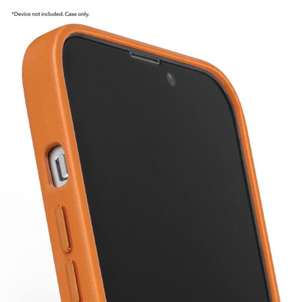 Case "Stitch" - para IPhone 14 Pro - estilo "Vegan Leather" en color " Honey Orange" con MagSafe - Imagen 4