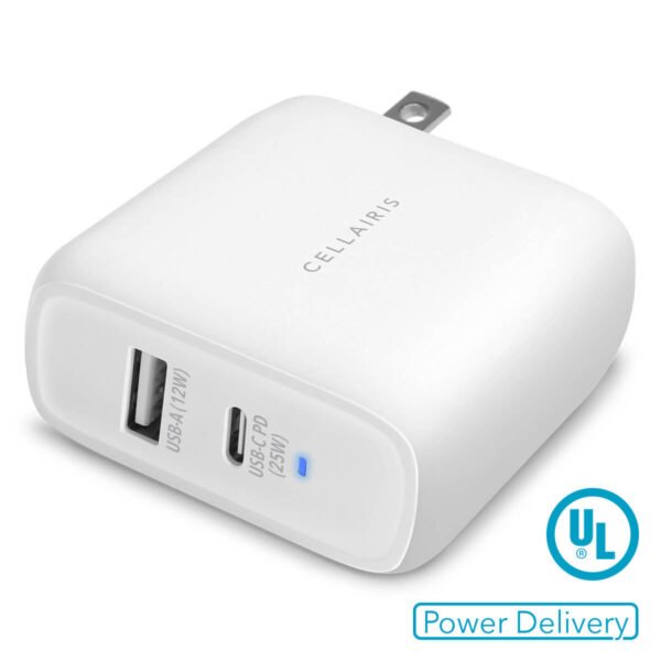 Cargador De Pared Cellairis - Doble USB-A + USB-C 37W Blanco - Imagen 3