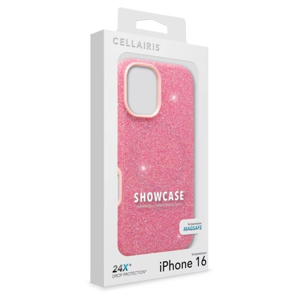case-iphone16-duradero-antigolpes-resistente-rosa-brillo-chica Showcase – iPhone 16 Azucarado Rosa con MagSafe - Imagen 3