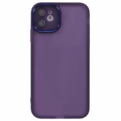 Funda DKSM Series para iPhone 12, carcasa galvanizada para teléfono con marco de cámara de TPU - Púrpura transparente
