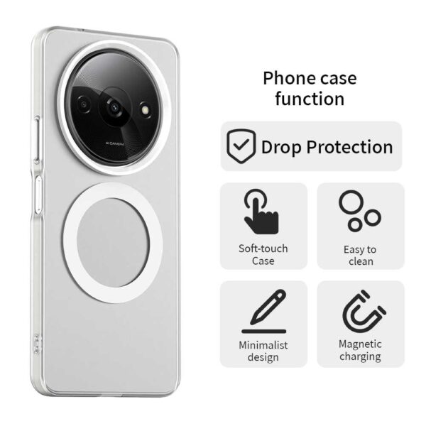 Funda para Xiaomi Redmi A3 4G / A3x 4G / Poco C61 4G compatible con MagSafe PC+TPU+PET cubierta trasera del teléfono - Blanco - Imagen 2