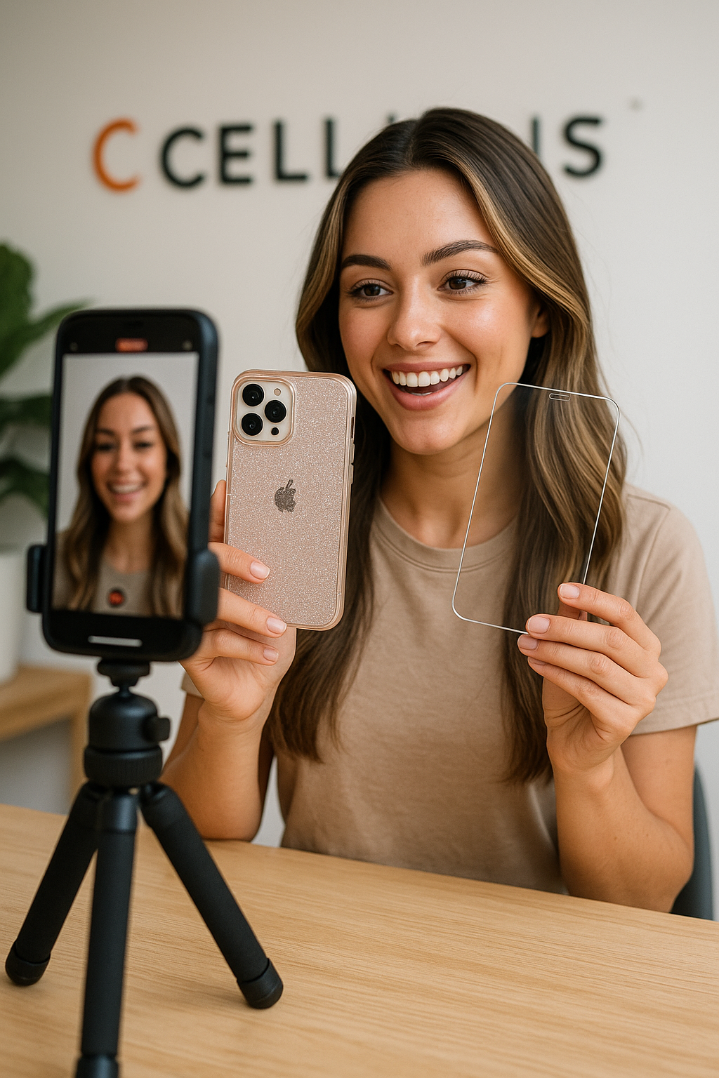 contenido ugc cellairis ecuador con creadores mostrando case para celular y mica para iphone