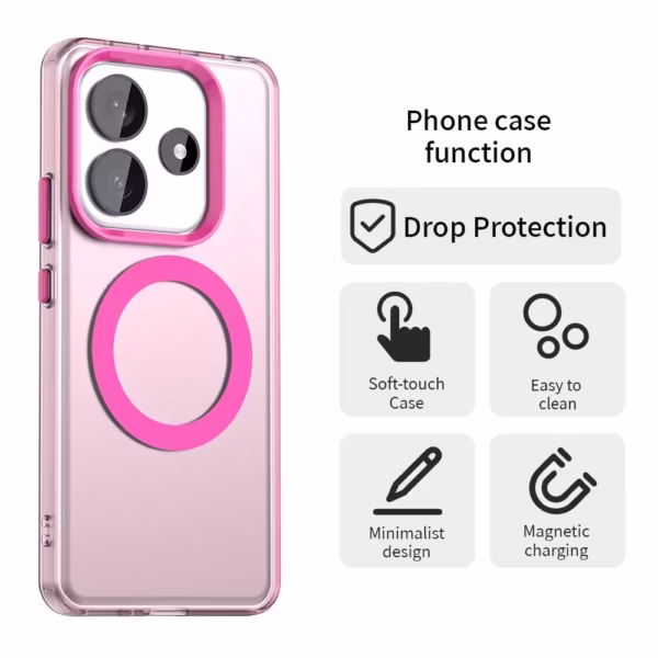Case Candy Series Magsafe Anticaídas para Xiaomi Redmi Note 14 5G - Rosa - Imagen 2