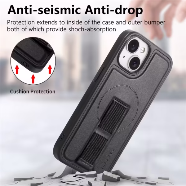 Case Magnético para iPhone 15 con Correa de Mano – Negro - Imagen 2