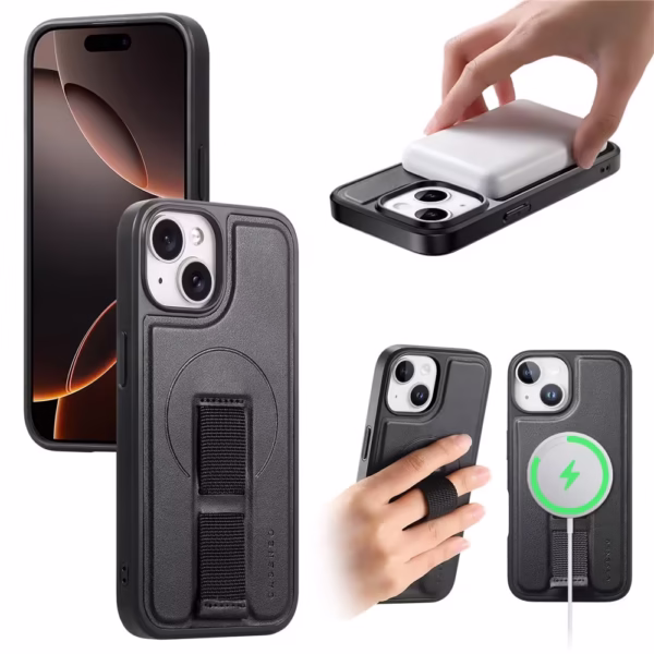 Case Magnético para iPhone 15 con Correa de Mano – Negro - Imagen 4