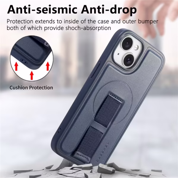 Case Magnético para iPhone 15 con Correa de Mano – Azul - Imagen 3
