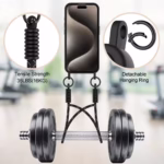 Case de silicona para iPhone 14 Pro Max con Porta Tarjetas y Correa Corta – Negro - Imagen 2