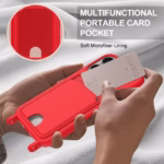 Case de silicona para iPhone 16 Pro con Porta Tarjetas y Correa Corta – Rojo - Imagen 3